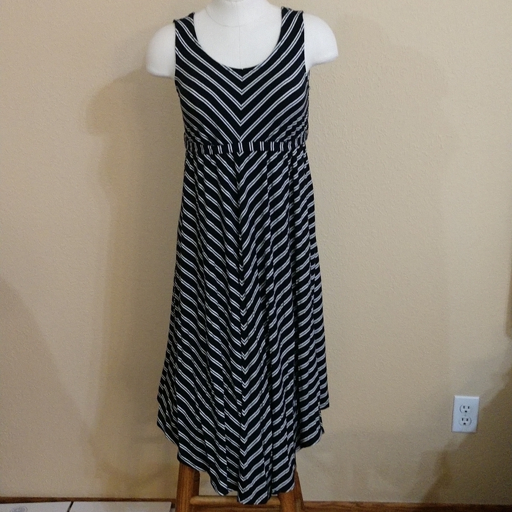 Isabel Maternity Hi Lo Black & White Striped Dress Size XS